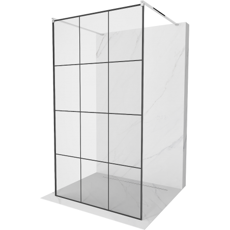 Mexen Kioto ścianka prysznicowa wolnostojąca 110 x 200 cm, czarna kratka 8 mm, chrom - 800-110-002-01-77