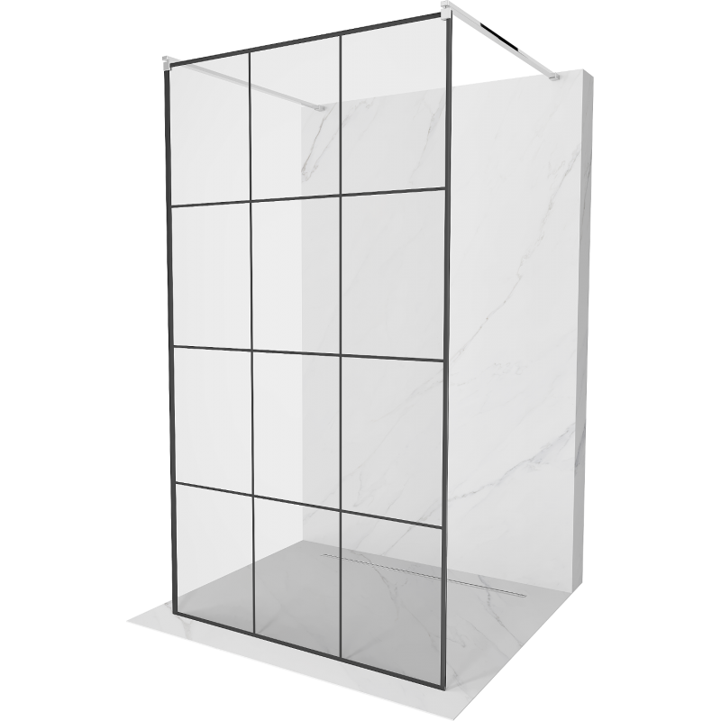Mexen Kioto vapaasti seisova suihkuseinä 120 x 200 cm, musta ruudukko 8 mm, kromi - 800-120-002-01-77