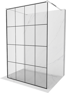 Mexen Kioto samostojeća tuš pregrada 140 x 200 cm, crna rešetka 8 mm, krom - 800-140-002-01-77