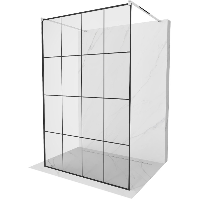 Mexen Kioto vabalt seisev dušisein 150 x 200 cm, must ruudustik 8 mm, kroom - 800-150-002-01-77