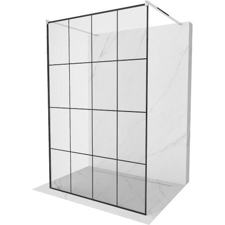 Mexen Kioto Freestanding Shower Wall 150 x 200 cm, Black Pattern 8 mm, Chrome - 800-150-002-01-77