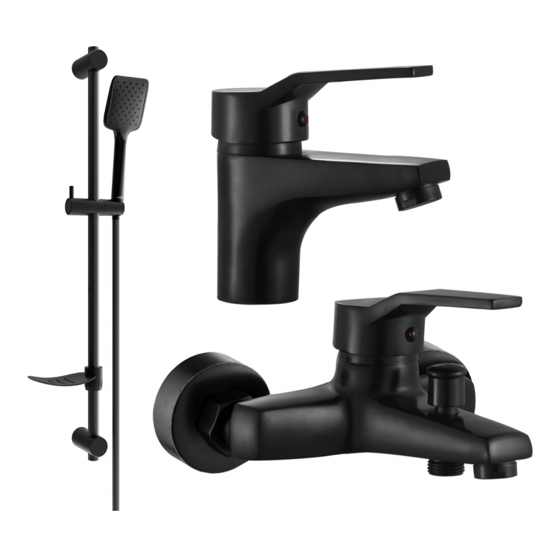 Mexen Caro DF62 bath set, black - 746603DF62-70