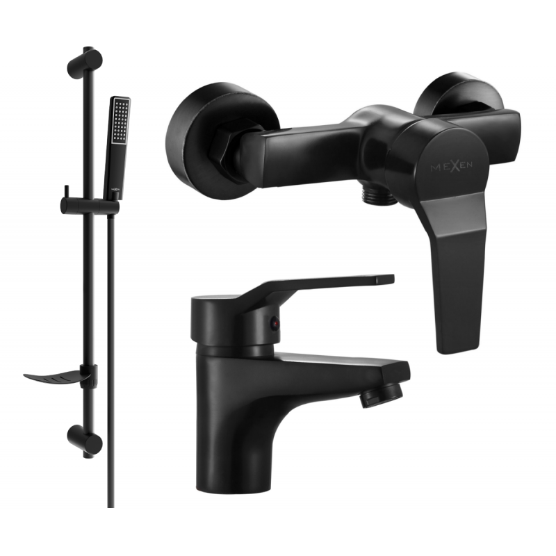 Mexen Caro DF72 duschset, svart - 746604DF72-70