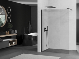 Mexen Kioto parede de duche Walk-in 180 x 200 cm, transparente 8 mm, preta - 800-180-101-70-00