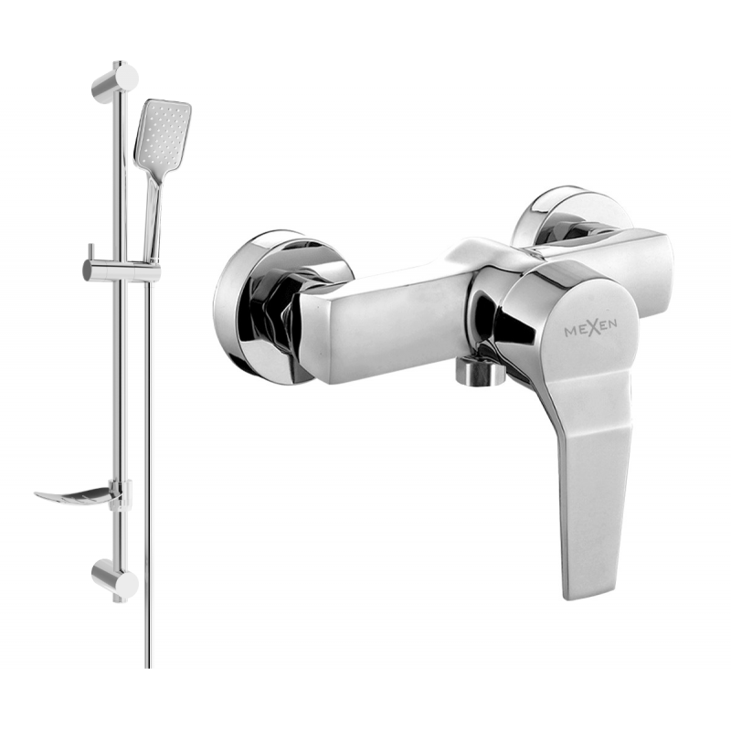 Mexen Caro DF62 doucheset met douchekraan, chroom - 74664DF62-00