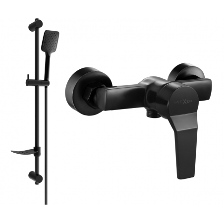 Mexen Caro DF62 shower mixer with shower set, black - 74664DF62-70