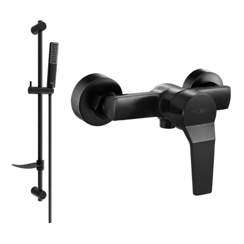 Mexen Caro DF72 shower tap with shower set, black - 74664DF72-70