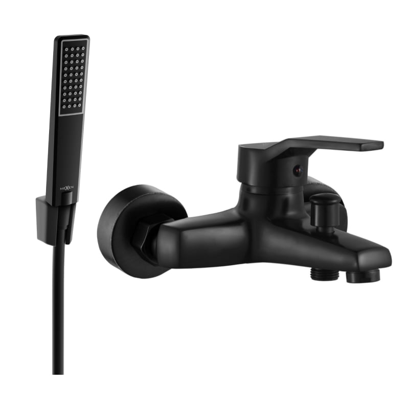 Mexen Caro R72 bathtub faucet with shower set, black - 74663R72-70