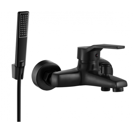 Mexen Caro R72 bathtub faucet with shower set, black - 74663R72-70