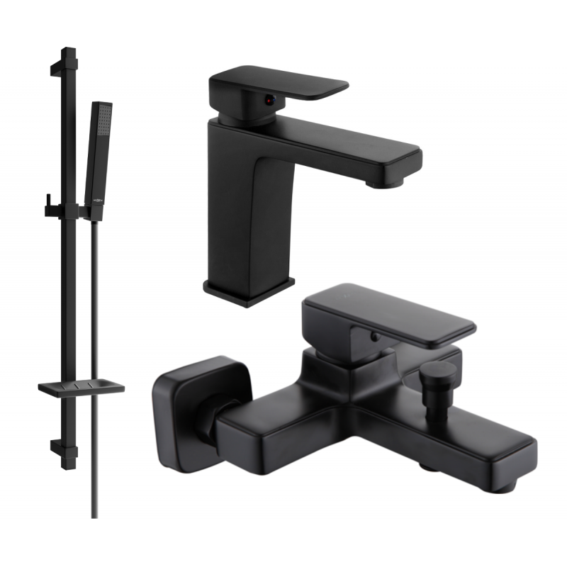 Mexen Cetus DQ77 Bath Set, Black - 744303DQ77-70