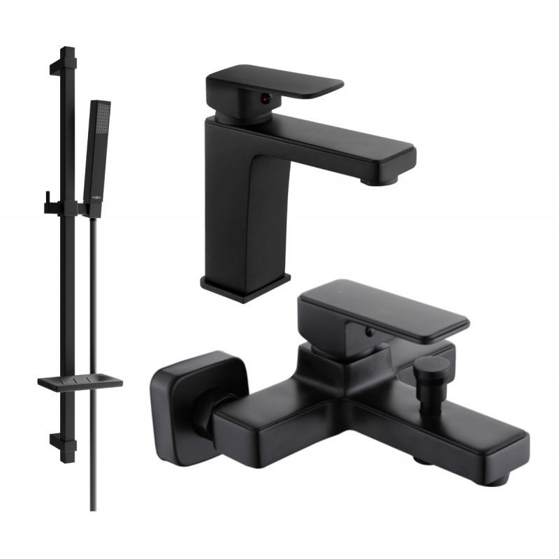 Mexen Cetus DQ77 conjunto de baño, negro - 744303DQ77-70