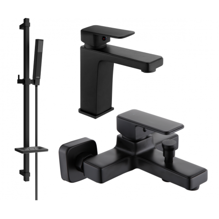 Mexen Cetus DQ77 Badewannen-Set, schwarz - 744303DQ77-70