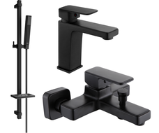 Mexen Cetus DQ77 Badewannen-Set, schwarz - 744303DQ77-70