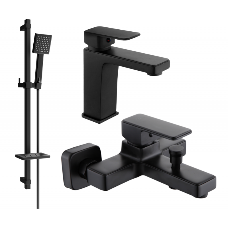 Mexen Cetus DQ45 Badewannen-Set, schwarz - 744303DQ45-70