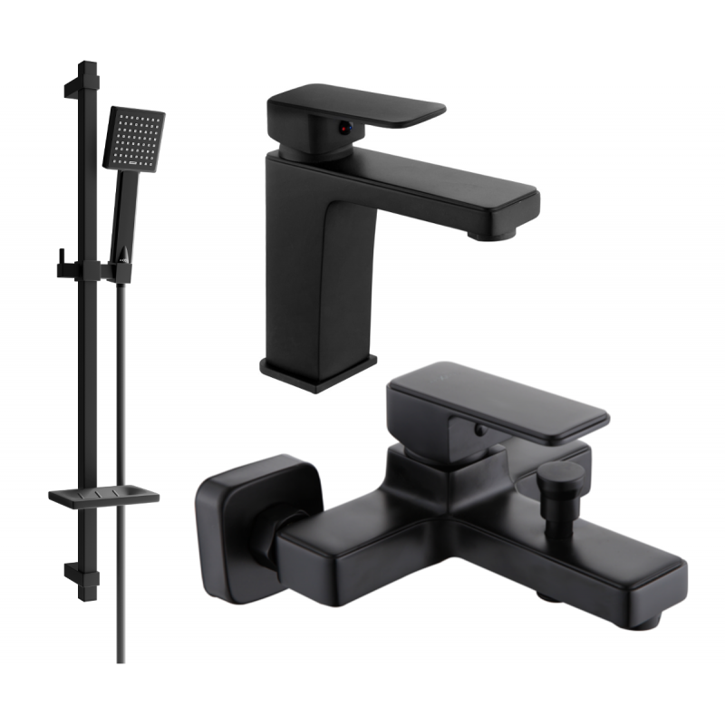 Mexen Cetus DQ45 bath set, black - 744303DQ45-70
