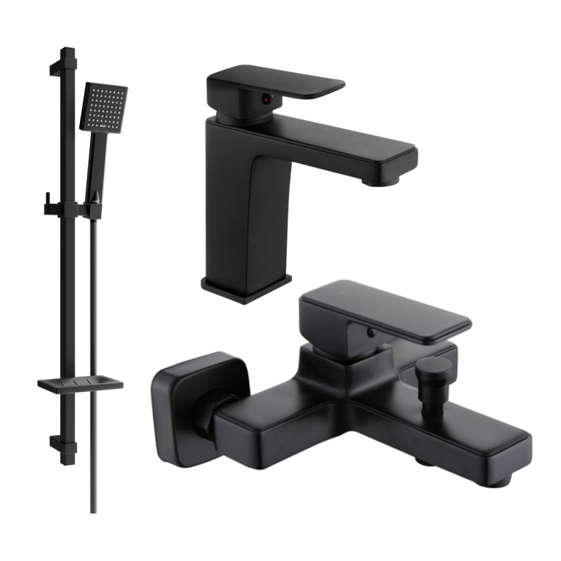 Mexen Cetus DQ45 Bathtub Set, Black - 744303DQ45-70