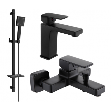 Mexen Cetus DQ45 bath set, black - 744303DQ45-70