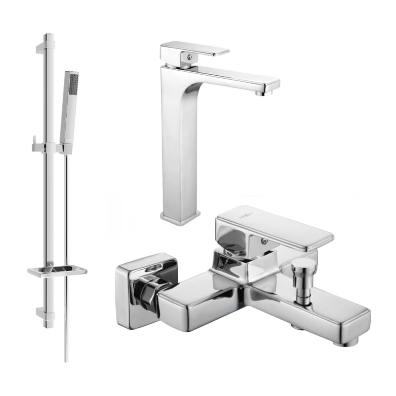 Mexen Cetus DQ77 Bathtub Set, Chrome - 744313DQ77-00