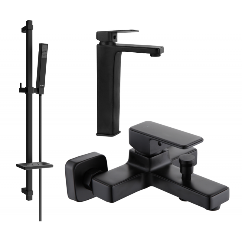 Mexen Cetus DQ77 Badewannenset, schwarz - 744313DQ77-70