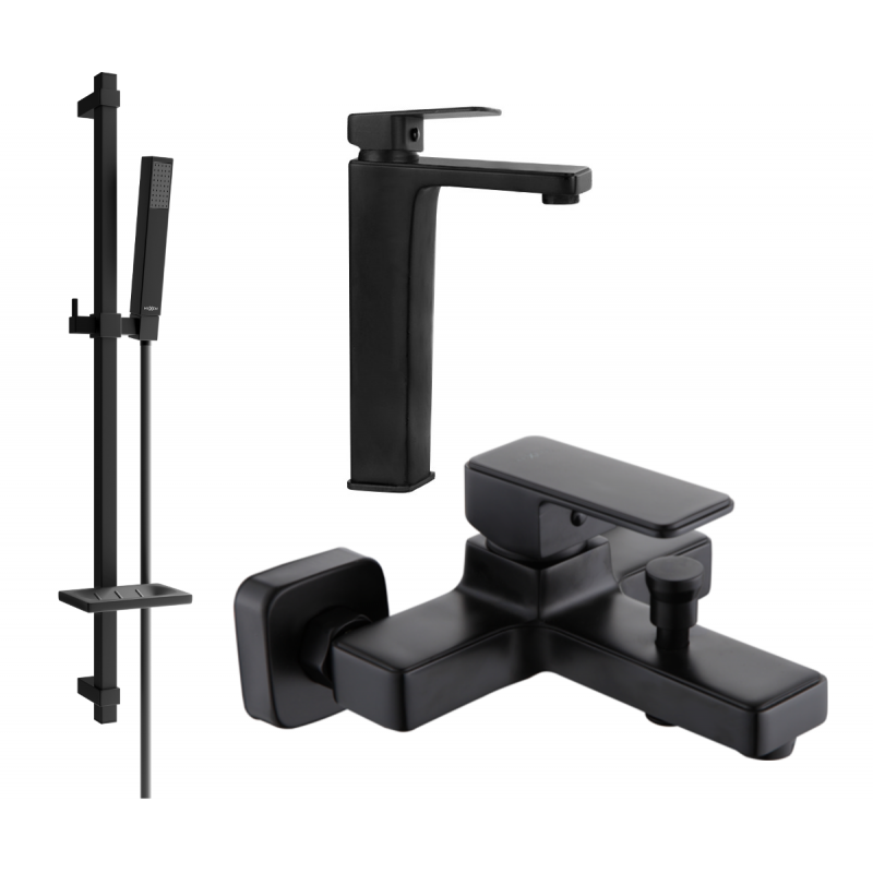 Mexen Cetus DQ77 conjunto de baño, negro - 744313DQ77-70