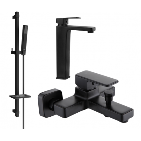 Mexen Cetus DQ77 Badewannenset, schwarz - 744313DQ77-70