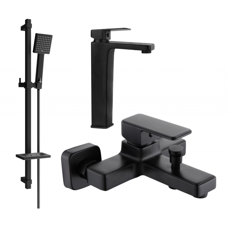 Mexen Cetus DQ45 Badewannen-Set, schwarz - 744313DQ45-70