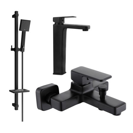 Mexen Cetus DQ45 bath set, black - 744313DQ45-70