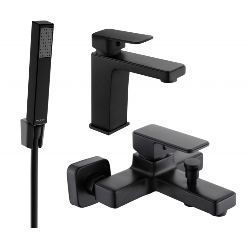 Mexen Cetus R77 ensemble de baignoire, noir - 744303R77-70