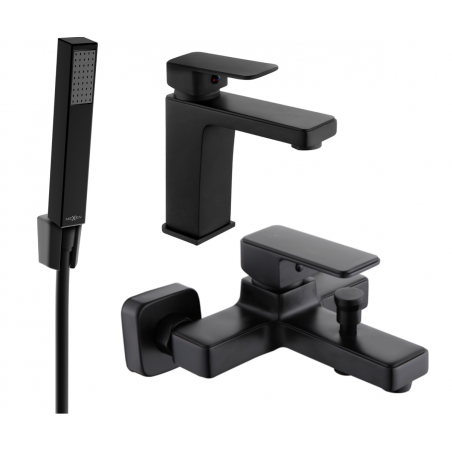 Mexen Cetus R77 bathtub set, black - 744303R77-70