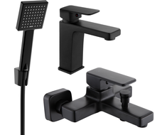 Mexen Cetus R45 bathtub set, black - 744303R45-70