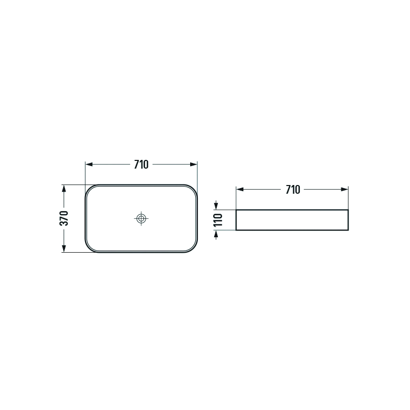 Mexen Vena Countertop Basin 71 x 37 cm, Light Grey Matte - 22196061