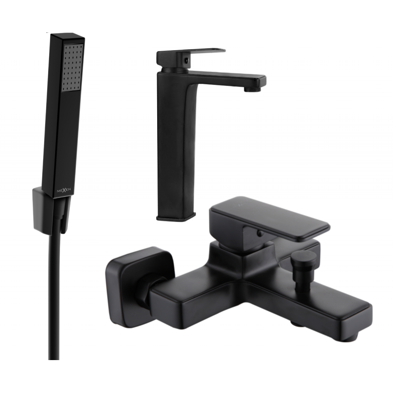 Mexen Cetus R77 Badewannenset, schwarz - 744313R77-70