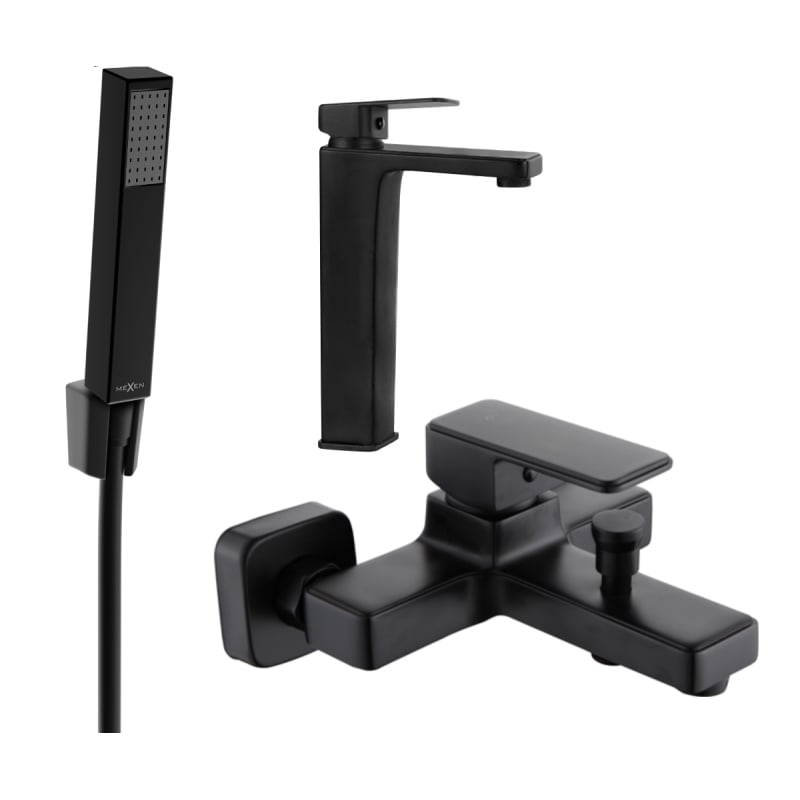 Mexen Cetus R77 set za kadu, crni - 744313R77-70