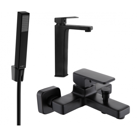 Mexen Cetus R77 Badewannenset, schwarz - 744313R77-70