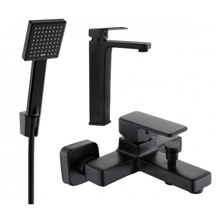 Mexen Cetus R45 bathtub set, black - 744313R45-70
