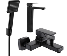 Mexen Cetus R45 bath set, black - 744313R45-70