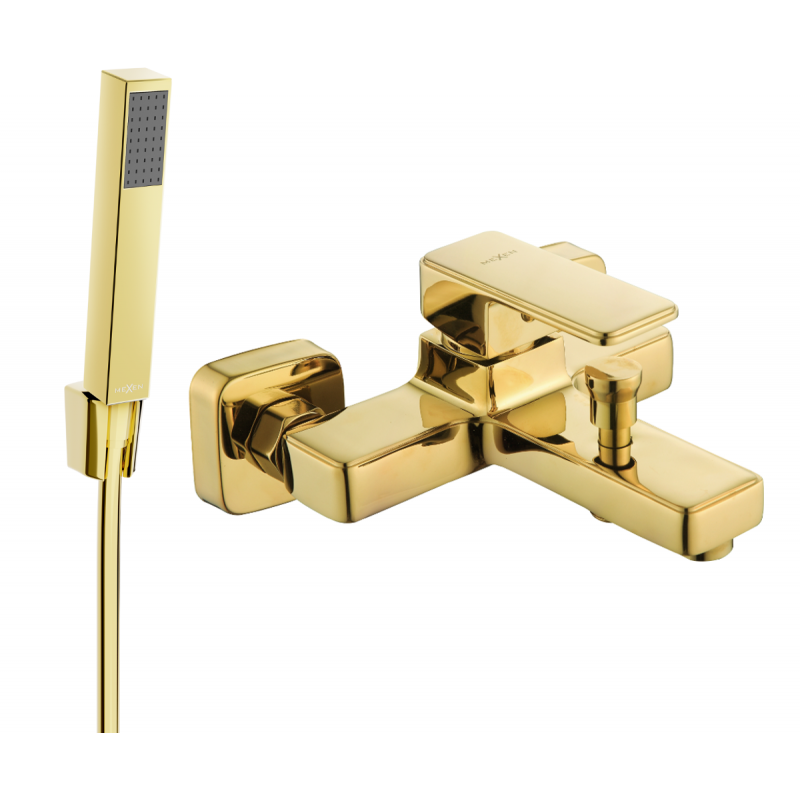 Mexen Cetus R77 bath mixer with shower set, gold - 74433R77-50