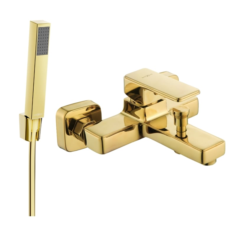 Mexen Cetus R77 bathtub faucet with shower set, gold - 74433R77-50