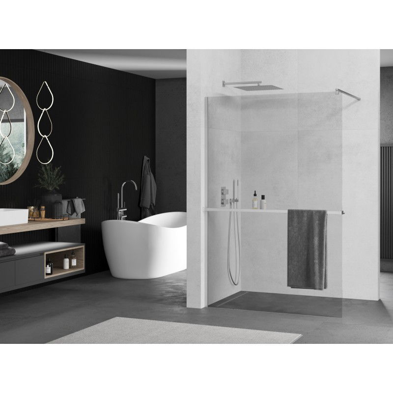 Mexen Kioto+ Duschwand mit Regal Walk-in 75 x 200 cm, transparent, chrom - 800-075-121-01-00