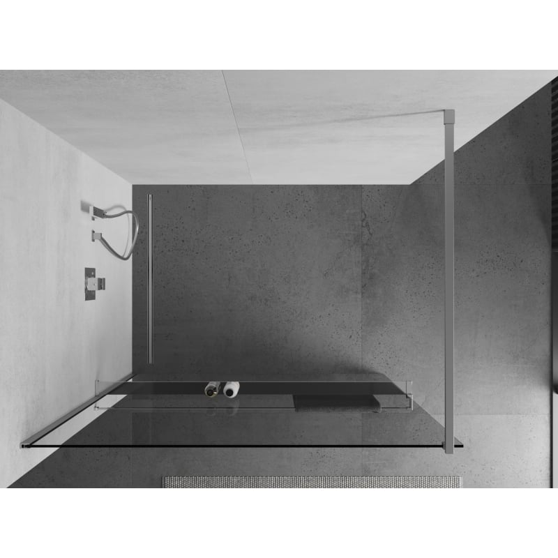 Mexen Kioto+ ścianka prysznicowa z półką Walk-in 105 x 200 cm, transparent, chrom - 800-105-121-01-00