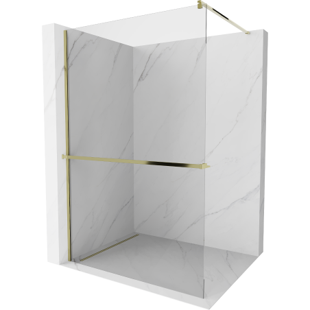 Mexen Kioto+ Walk-in shower wall with shelf 95 x 200 cm, transparent, gold - 800-095-121-50-00
