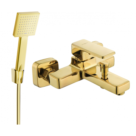 Mexen Cetus R45 bath mixer with shower set, gold - 74433R45-50