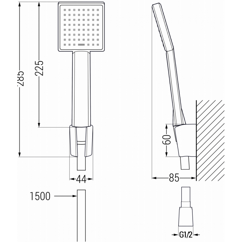 Mexen Cetus R45 grifo de bañera con conjunto de ducha, negro - 74433R45-70