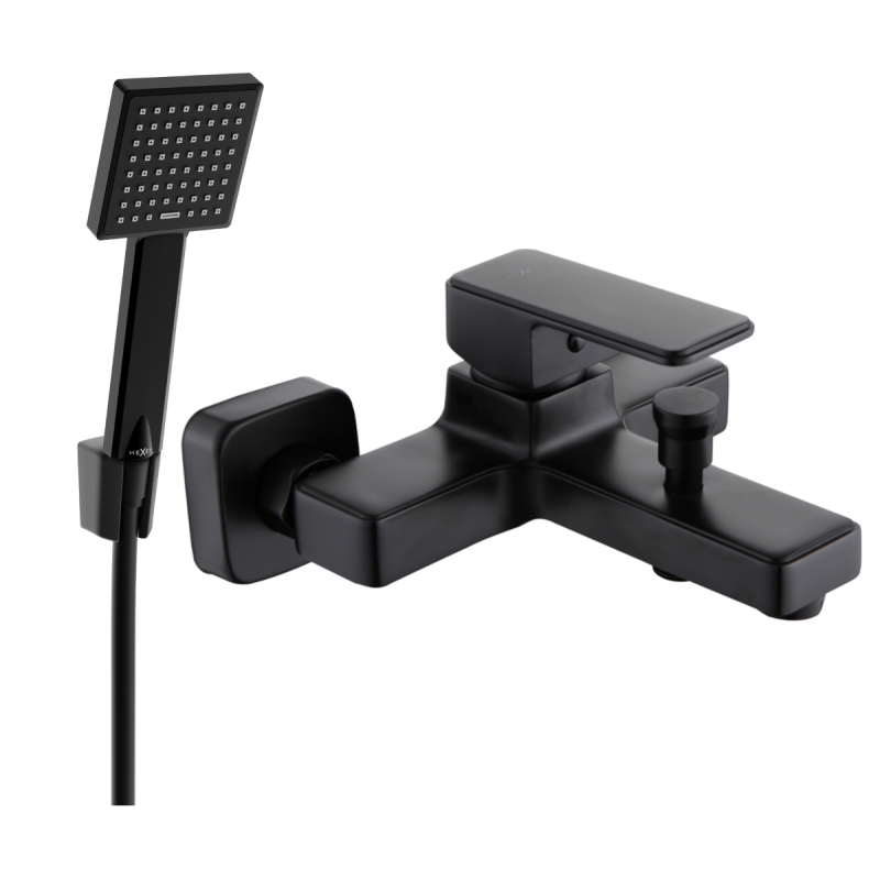 Mexen Cetus R45 Badewannenarmatur mit Duschset, schwarz - 74433R45-70