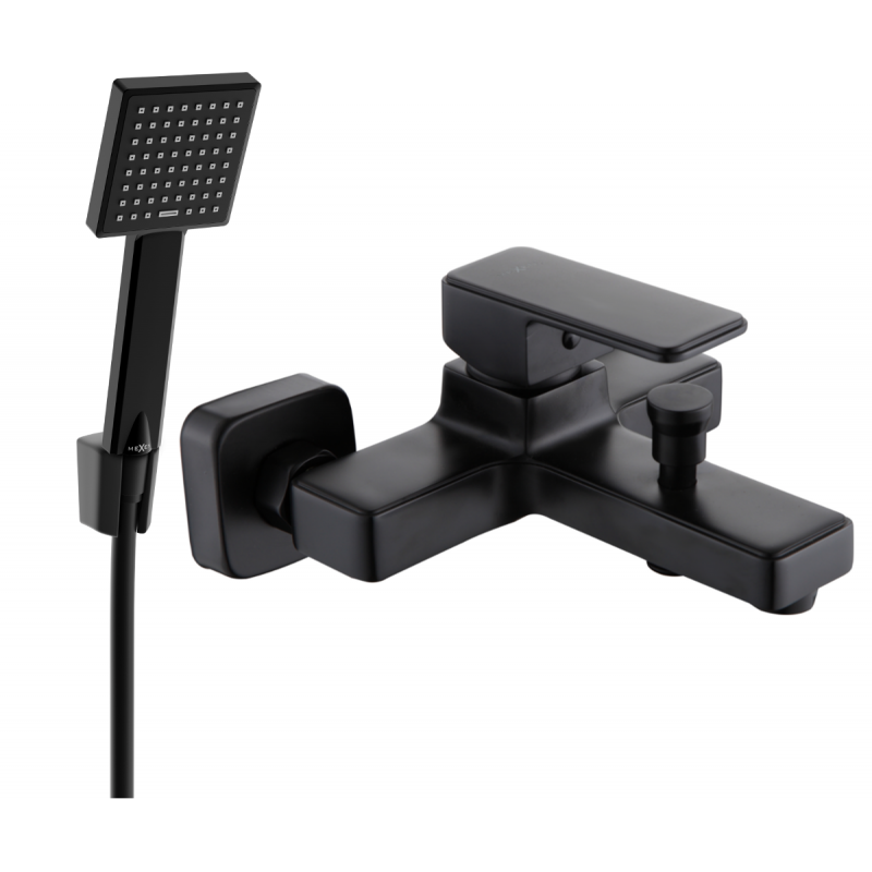 Mexen Cetus R45 bath tap with shower set, black - 74433R45-70
