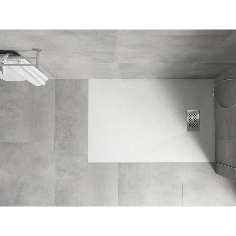 Mexen Hugo rectangular SMC shower tray 80 x 70 cm, white, inox cover - 42107080-X