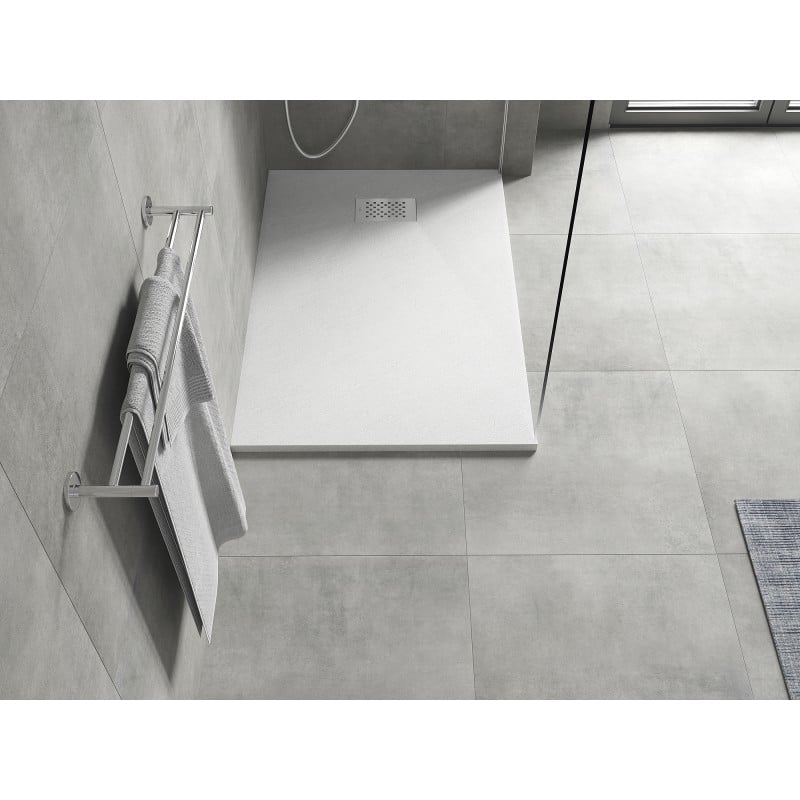 Mexen Hugo plato de ducha rectangular SMC 90 x 70 cm, blanco, cubre desagüe inox - 42107090-X