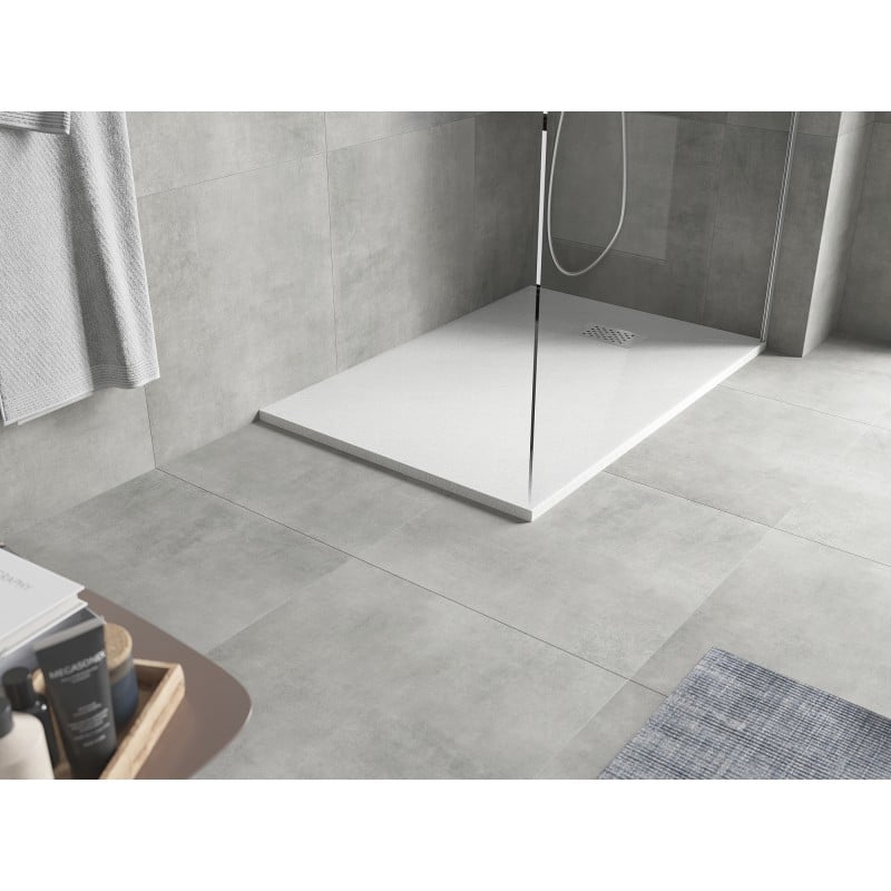 Mexen Hugo rectangular shower tray SMC 110 x 70 cm, white, inox cover - 42107011-X