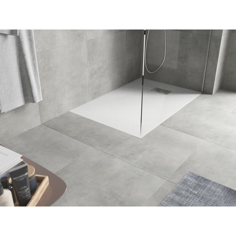 Mexen Hugo brodzik prostokątny SMC 130 x 70 cm, biały, maskownica inox - 42107013-X