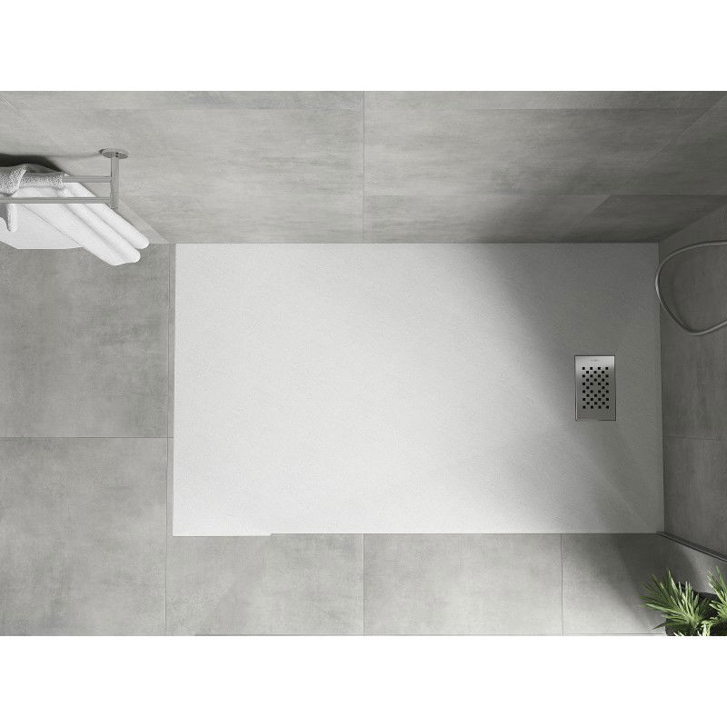 Mexen Hugo plato de ducha rectangular SMC 150 x 70 cm, blanco, cubierta inox - 42107015-X
